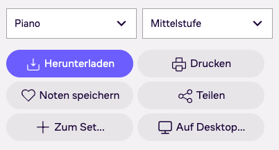 Ausschnitt von musescore.com mit dem Herunterladen-Knopf auf der Partitur-Seite