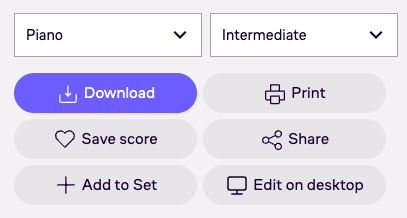 Excerpt of musescore.com with the Download button on the score page